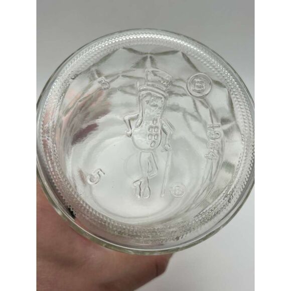 Vintage 1984 Mr. Peanut Quilted Clear Glass Canister Planters Jar with Lid - Picture 4 of 5